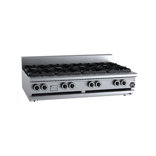 B+S Black BT-SB8BM Gas Eight Burner Boiling Top - Bench Mounted - BT-SB8BM