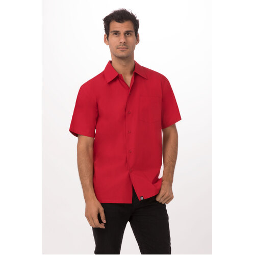 Chef Works Genova Cafe Shirt - C100-RED-XS - C100-RED-XS