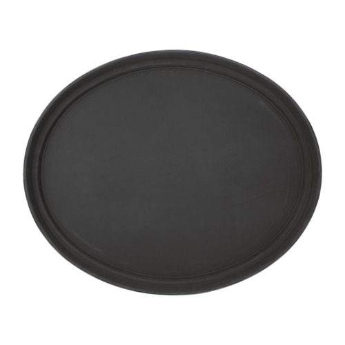 Olympia Kristallon Anti-Slip Plastic Oval Tray Black 686x560mm - C162