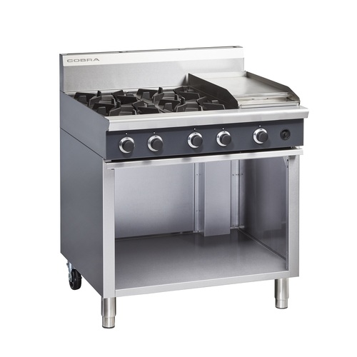 Cobra C9C - 4 Gas Open Burners with 300mm Griddle Plate - Open Cabinet Base - C9C