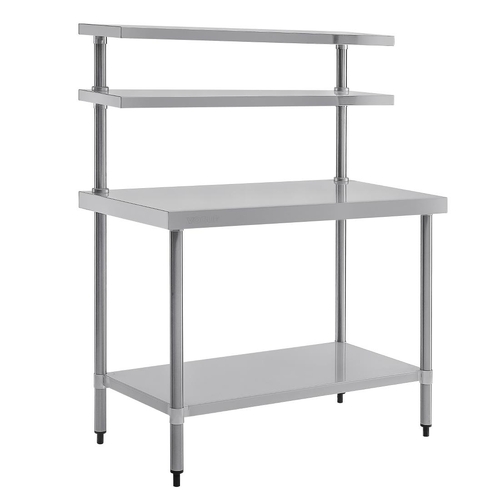 Vogue Table with Gantry Shelf St/St - 1500x 1200x600mm - CC359