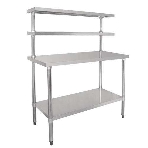 Vogue Table with Gantry Shelf St/St - 1500x1800x600mm - CC360