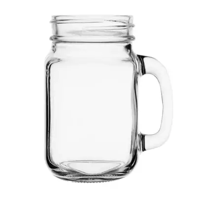 Handled Mason Jar Glasses 450ml (Pack of 12) - CE678