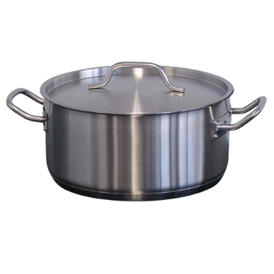 Forje 8 Litre Stainless Steel Low Casserole Pot with Lid - CL8