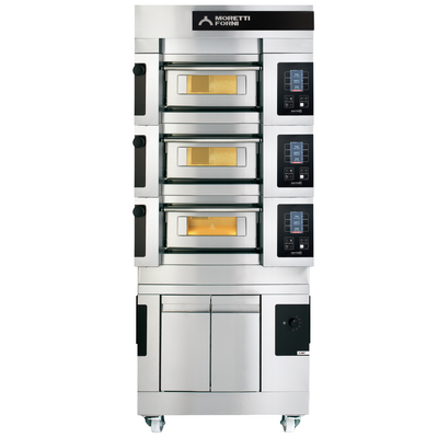 Moretti Forni SerieS COMP S50E/3/L Triple Deck Pizza Oven on Prover - COMPS50E-3-L