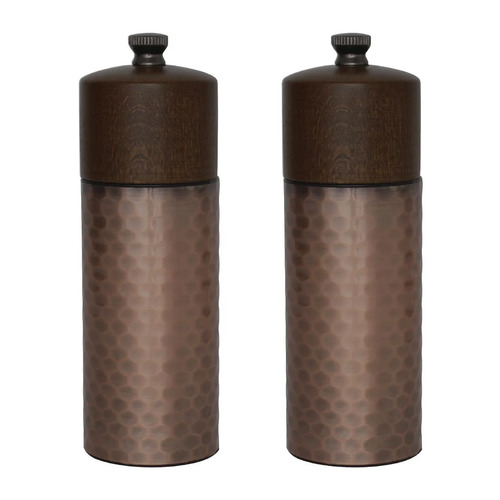 Olympia Copper Wood Salt & Pepper Grinders 150mm (Set of 2) - CR689