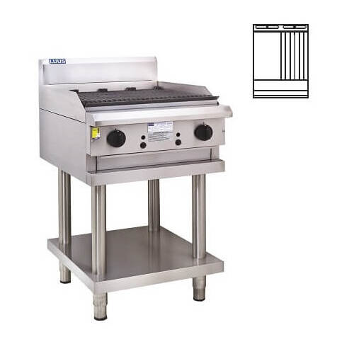 Luus CS-3P3C - Gas 300mm Griddle + 300mm Chargrill on Stand - CS-3P3C