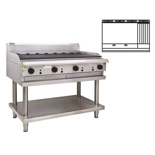 Luus CS-9P3C - Gas 900mm Griddle + 300mm Chargrill on Stand - CS-9P3C