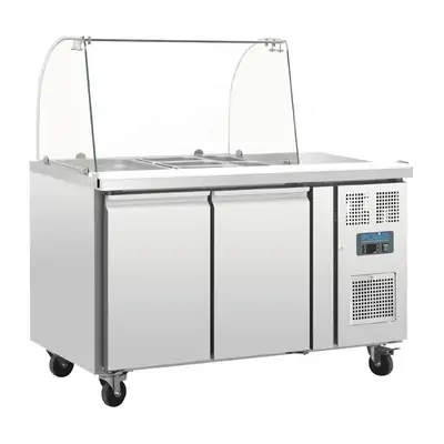 Polar U-Series Refrigerated GN Counter Saladette with Sneeze Guard - 2 Door - CT393-A