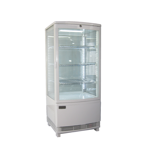 Exquisite CTD78-LED - Four Sided Glass Counter Top Fridge - White - CTD78-LED-W