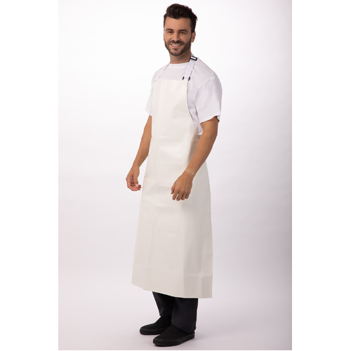 Chef Works White Long PVC Bib Apron - CWPVL-WHT - CWPVL-WHT