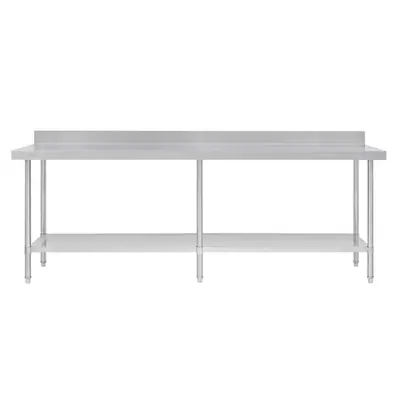 Vogue Premium Stainless Steel Table with Splashback 2400x600x900mm - DA343