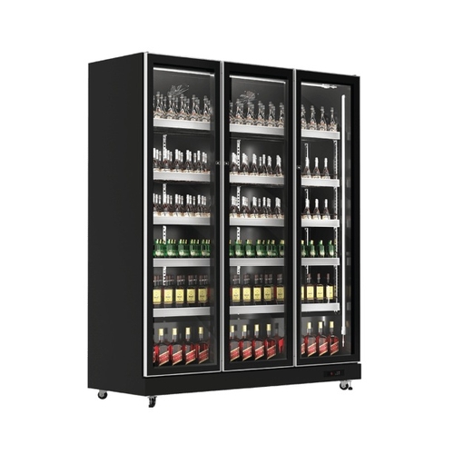 Exquisite DC1100 - 3 Door Glass Upright Display Fridge with 3 Colour LED - Black - DC1100