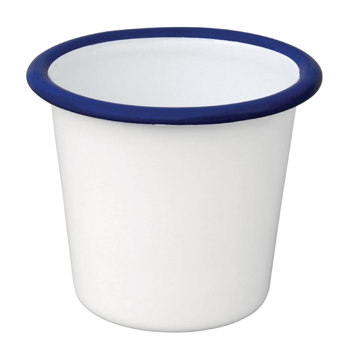 Olympia Enamel White/Blue Sauce Cup - 115ml (Box of 6) - DC383