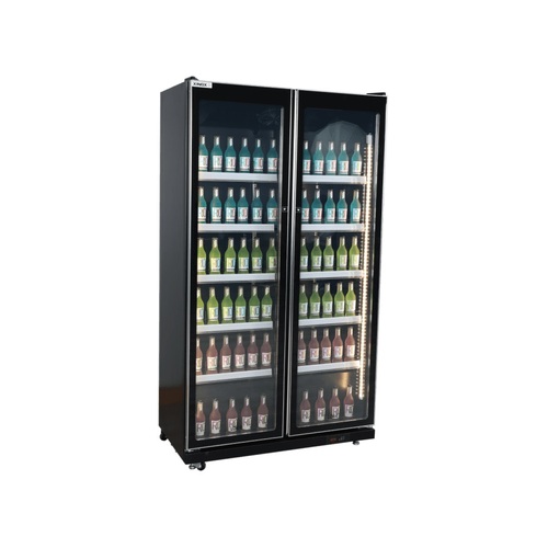 Exquisite DC700 - 2 Glass Door Upright Display Fridge with 3 Colour LED - Black - DC700_EXQ