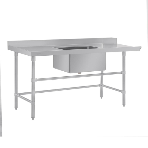 Vogue Dishwasher Inlet Table with Sink (90mm outlet) - 1800 x 700 x 960mm L/H - DE473