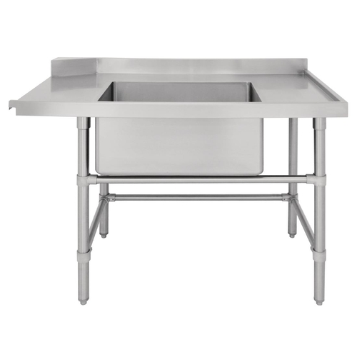 Vogue Dishwasher Inlet Table with Sink (90mm outlet) - 1800 x 700 x 960mm R/H - DE474