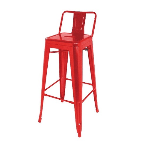 Bolero High Metal Bar Stools with Back Rests Red (Pack of 4) - DL872