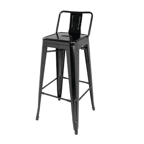 Bolero High Metal Bar Stools with Back Rests Black (Pack of 4) - DL882