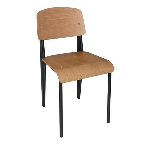 Bolero Wooden Dining Chairs with Black Steel Frame (Pack of 4) - DM338