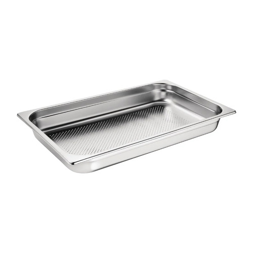 Vogue Stainless Steel Perforated 1/1 Gastronorm Tray 65mm 7.4Ltr - DN701