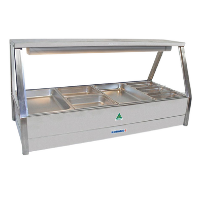 Roband E24RD Straight Glass Double Row Hot Food Display with Rear Doors - E24RD