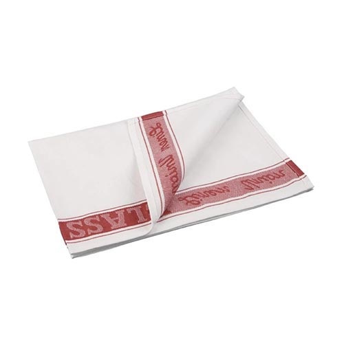 Linen Glass Cloth 760x510mm Red Border - E910