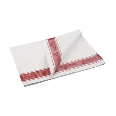 Linen Glass Cloth 760x510mm Red Border - E910