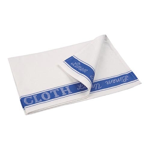 Linen Glass Cloth 760x510mm - Blue Border - E911