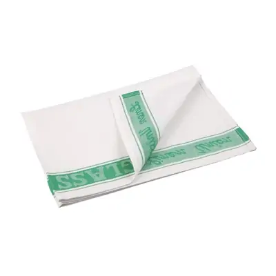 Linen Glass Cloth 760x510mm Green Border - E912