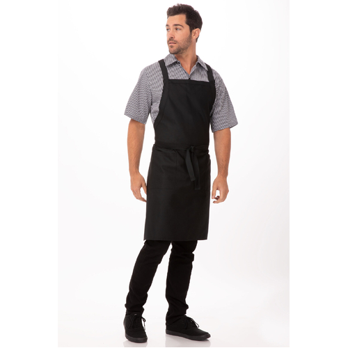 Cross-Back Bib Apron - Black - F35-BLK - F35-BLK