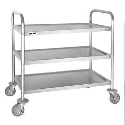 Vogue 3 Tier Clearing Trolley Stainless Steel 810x455x855mm - F994