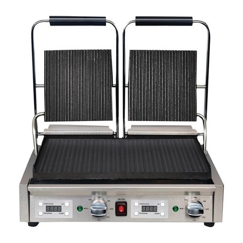 Apuro FC385-A Double Contact Grill Ribbed Top Plates with Timer - FC385-A