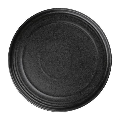 Olympia Cavolo Textured Black Flat Round Plate 220mm (Box of 6) - FD909