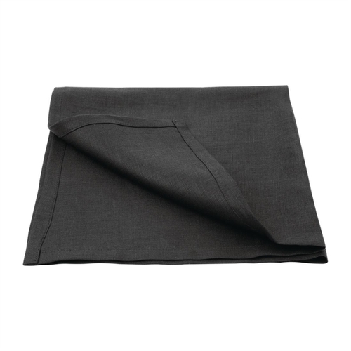 Olympia Linen Table Napkin 400x400mm - Black (Pack of 12) - FW697