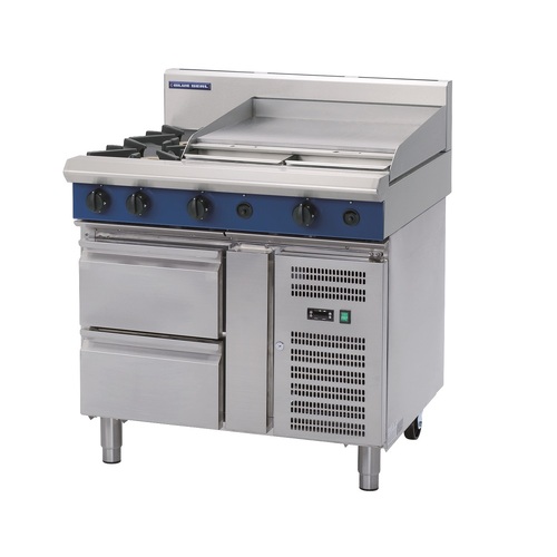 Blue Seal G516B-RB - 2 Burner Gas Cooktop + 600mm Griddle with Refrigerated Base - G516B-RB