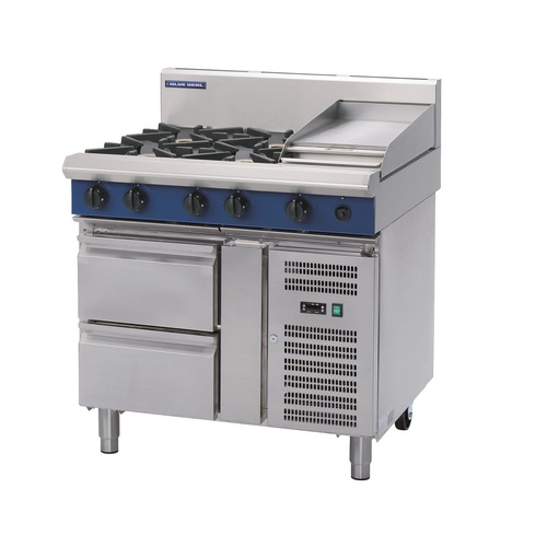 Blue Seal G516C-RB - 4 Burner Gas Cooktop + 300mm Griddle with Refrigerated Base - G516C-RB