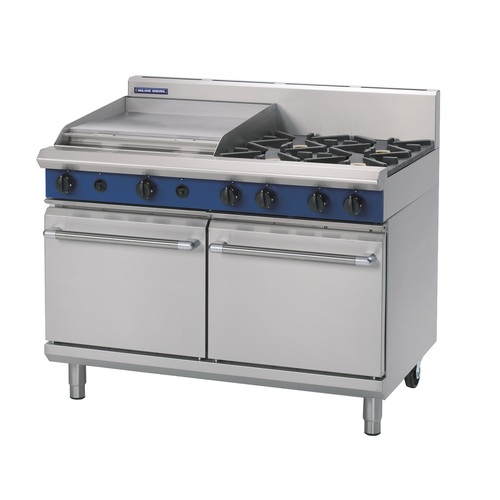 Blue Seal G528B Gas - 4 Burner Gas Cooktop + 600mm Griddle with Double Static Oven - G528B