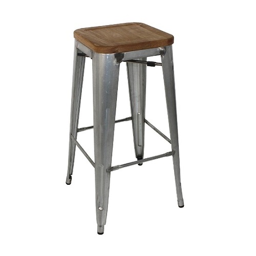 Bolero High Metal Bar Stools with Wooden Seat Pad ( Pack of 4 ) - GM638