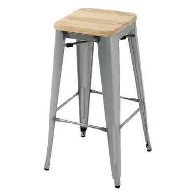 Bolero High Metal Bar Stools with Wooden Seat Pad ( Pack of 4 ) - GM638