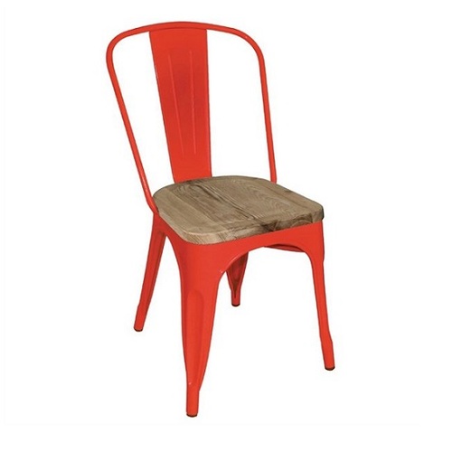 Bolero Red Steel Dining Sidechairs with Wood Seatpad (Pack of 4) - GM643