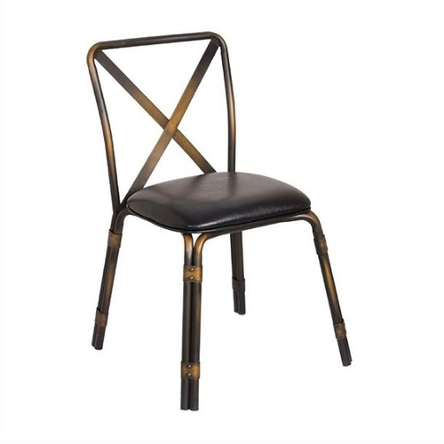 Bolero Antique Copper Steel Chairs with Black PU Seat (Pack of 4) - GM648