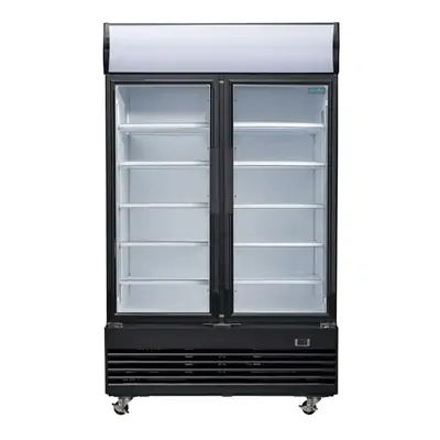Polar GM813-A G-Series Upright Display Cooler with Light Box Double Hinged Door - Black - GM813-A