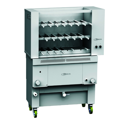 Gresilva GR20 Horizontal Multifuction Gas Rodizio Grill On Base With Auto Fill Water Bath Feed. Grilling Area 747 x 478mm - 20 Rotating Spits - GRE.R20.A10
