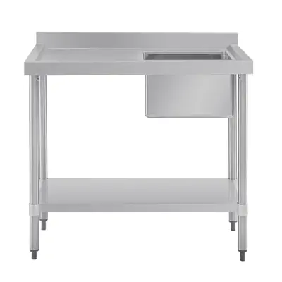 Vogue Single Bowl Sink L/H Drainer (90mm Drain) 1000mm - HC901