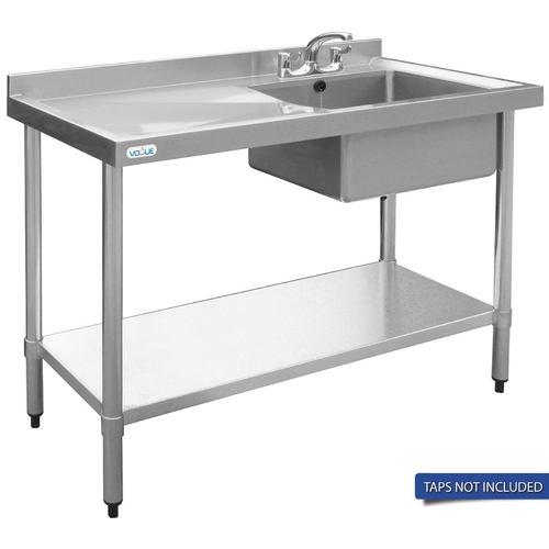 Vogue Single Bowl Sink (90mm Drain) L/H Drainer - 1200mm - HC902