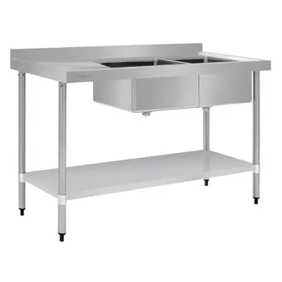 Vogue Double Bowl Sink L/H Drainer (90mm Drain) 1500mm - HC905