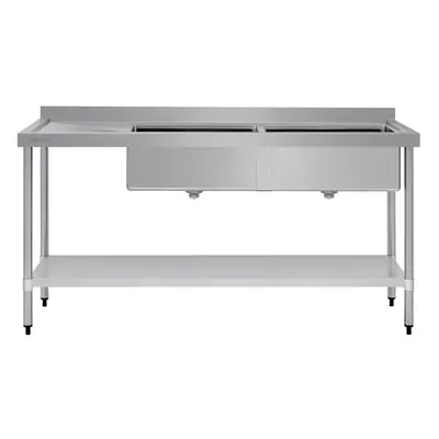 Vogue Double Bowl Sink L/H Drainer (90mm Drain) 1800mm - HC908