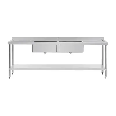 Vogue Double Bowl Sink Double Drainer (90mm Drain) 2400mm - HC909