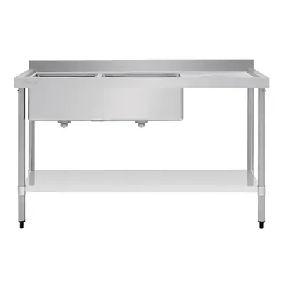 Vogue Double Bowl Sink R/H Drainer (90mm Drain) 1500x700mm - HC916